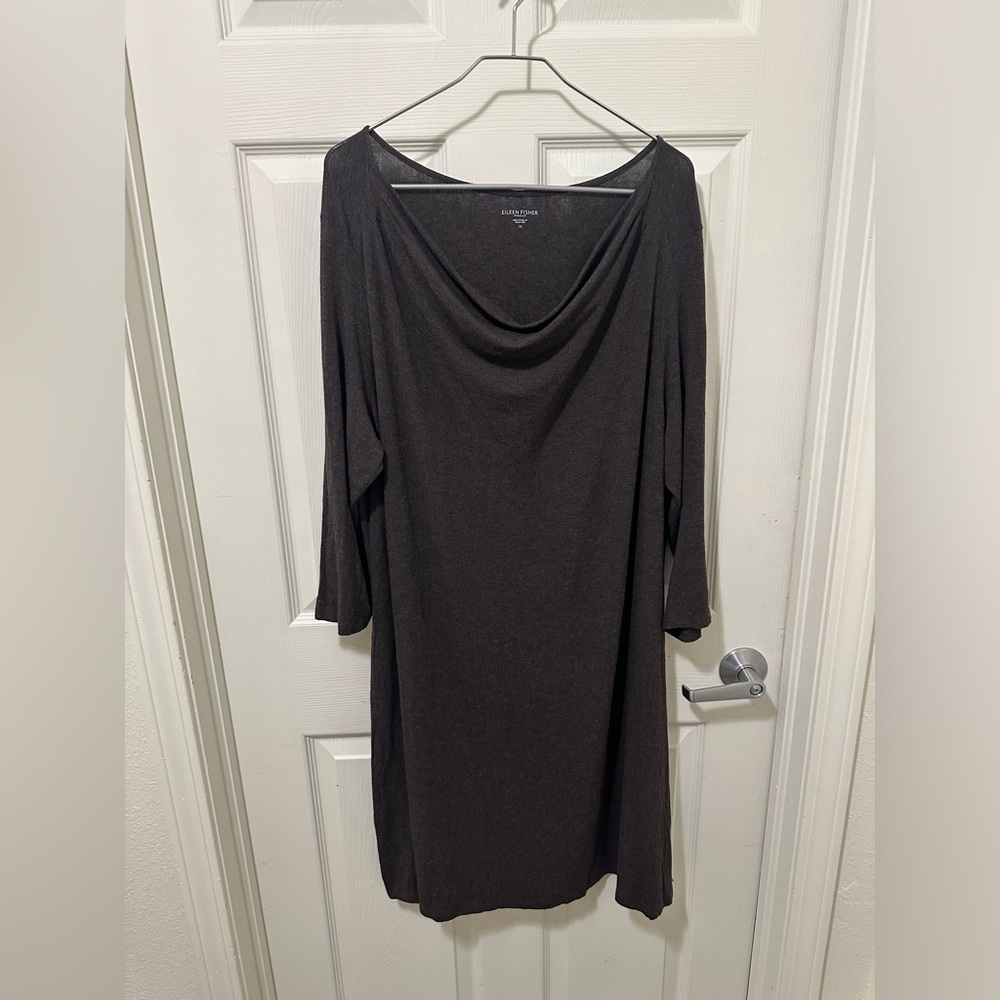 Eileen Fisher Brown Cowl Neck Dress